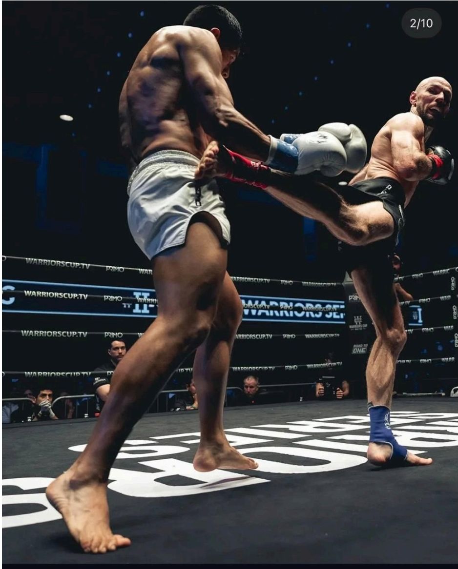 Coach Dzmitry landing a kick at Warriors Cup